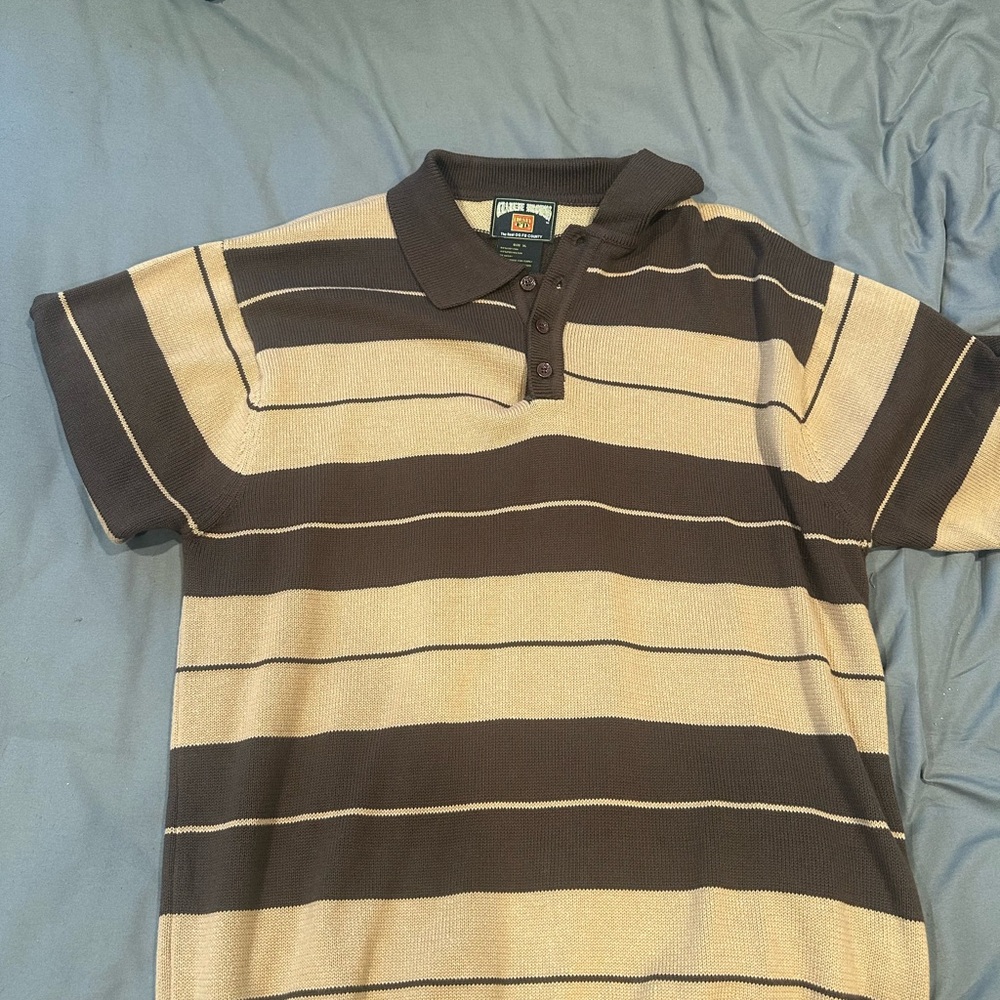 CHARLIE B Black and Cream Polo Shirt with Classic Stripes